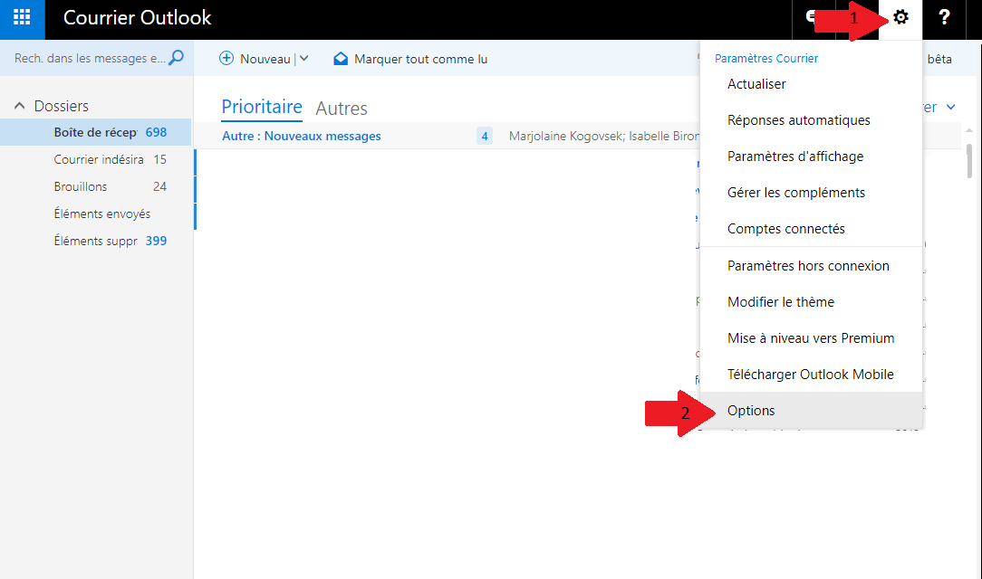 Procédure pour faciliter la réception des courriels avec le nouveau ...